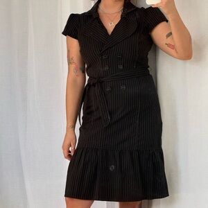 🖤 Y2K Pinstripe Button-Up Mini Dress 🖤